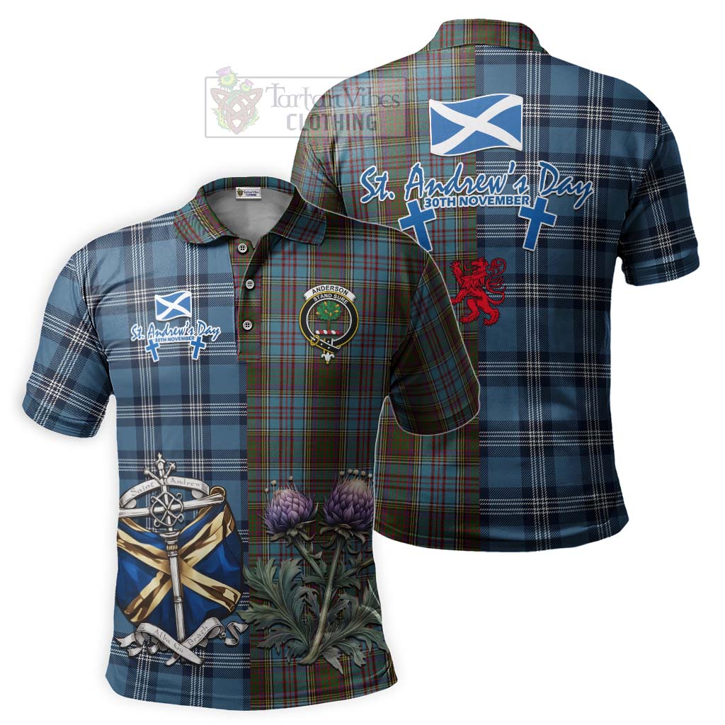 Tartan Vibes Clothing Anderson Tartan Polo Shirt Happy St. Andrew's Day Half Tartan Style