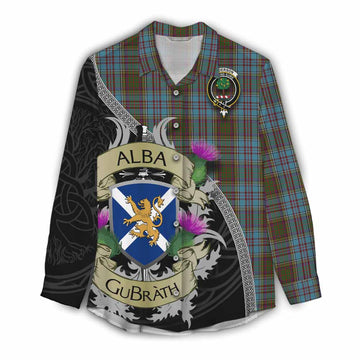 Anderson Tartan Family Crest Women's Casual Shirt Lion Rampant Royal Thistle Shield Celtic Inspired