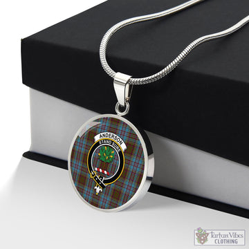 Anderson Tartan Circle Necklace with Family Crest