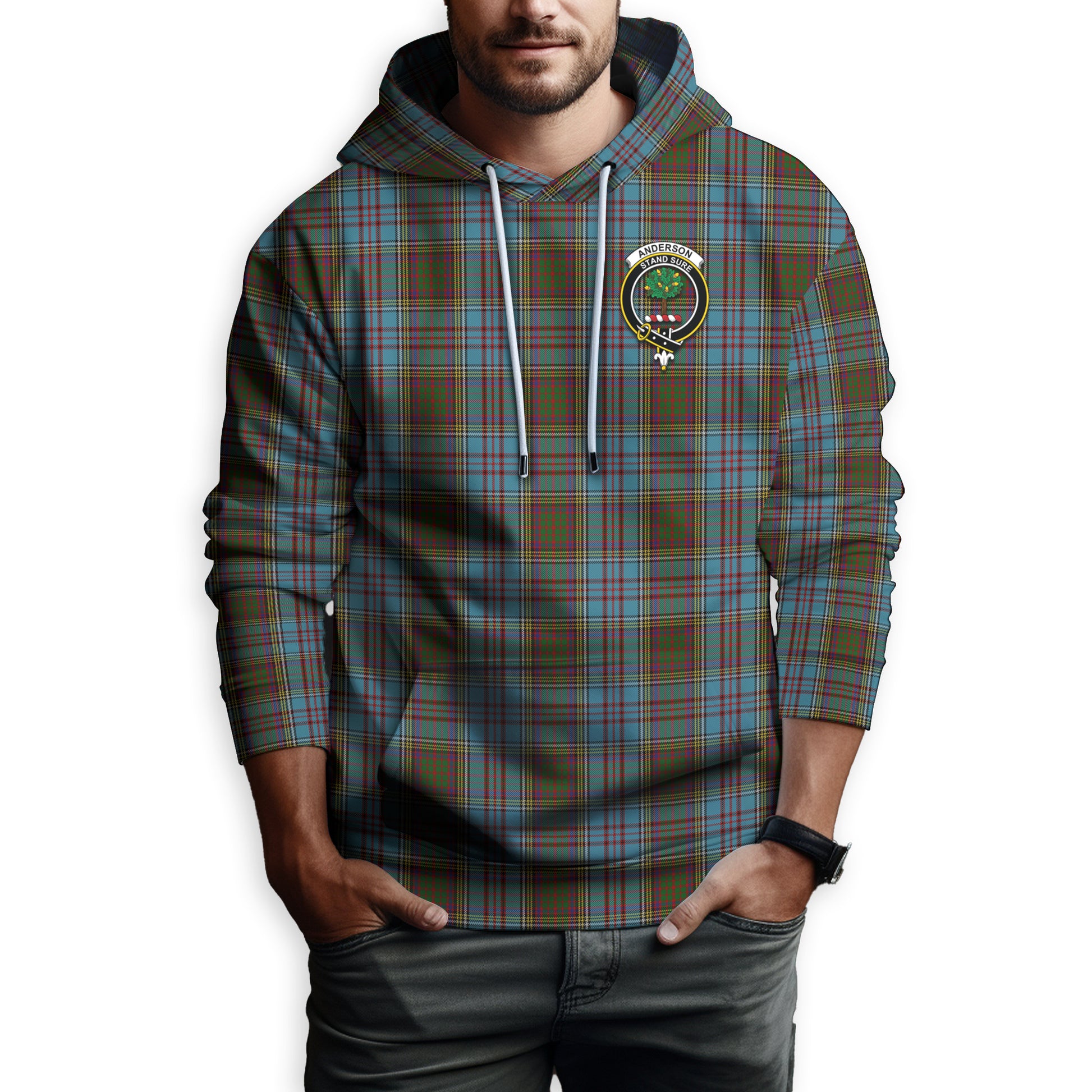 Anderson Tartan Hoodie with Family Crest - Tartanvibesclothing