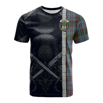 Tartan Vibes Clothing Anderson Tartan Cotton T-shirt with Family Crest Cross Sword Thistle Celtic Vibes