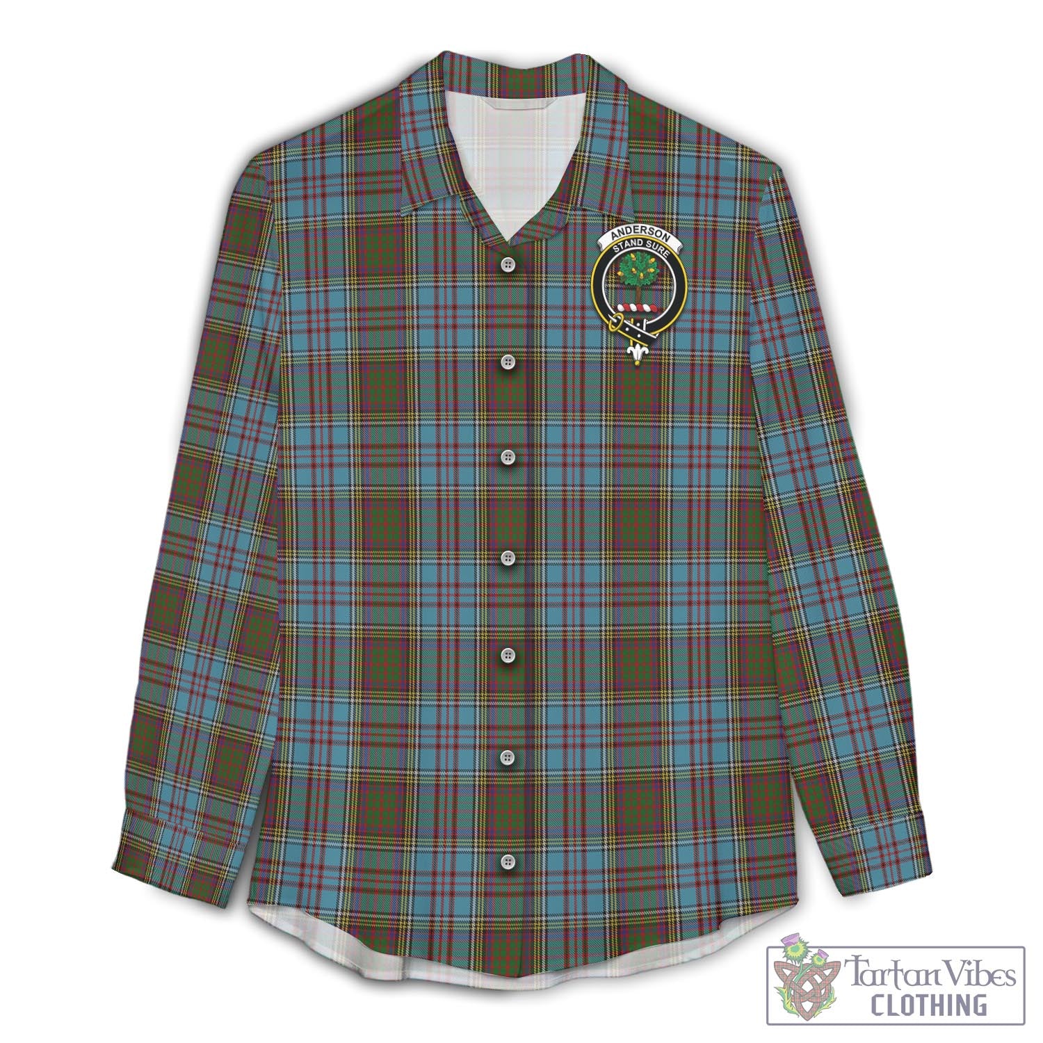 Tartan Vibes Clothing Anderson Tartan Womens Casual Shirt with Family Crest