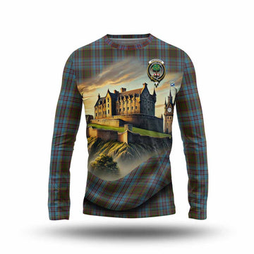 Anderson Tartan Family Crest Long Sleeve T-Shirt with Scottish Ancient Castle Style