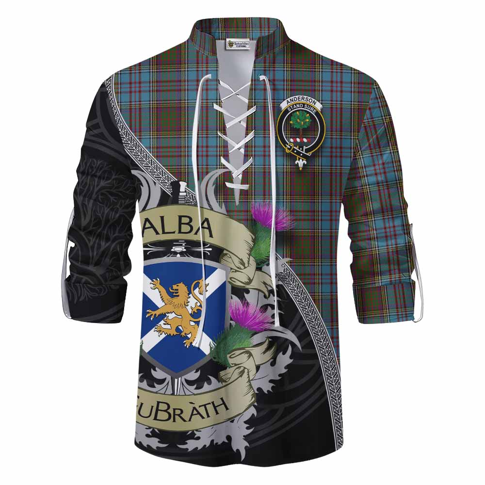 Tartan Vibes Clothing Anderson Tartan Family Crest Ghillie Kilt Shirt Lion Rampant Royal Thistle Shield Celtic Inspired