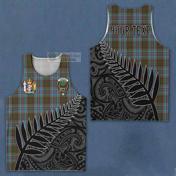 Tartan Vibes Clothing Anderson Crest Tartan Men's Tank Top with New Zealand Silver Fern Half Style