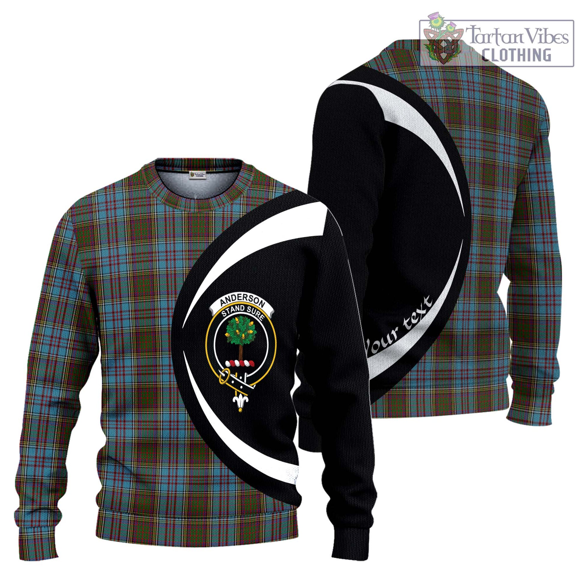Anderson Tartan Ugly Sweater with Family Crest Circle Style Unisex - Tartan Vibes Clothing
