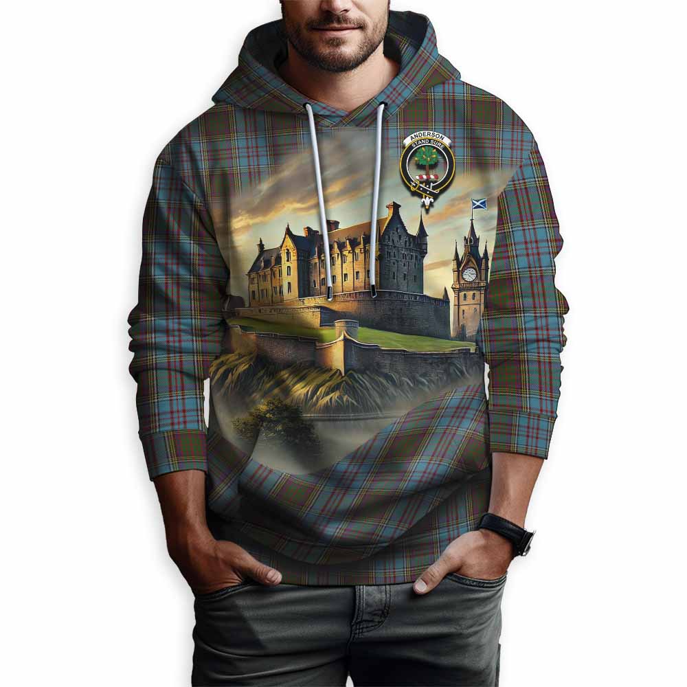 Tartan Vibes Clothing Anderson Tartan Family Crest Hoodie with Scottish Ancient Castle Style