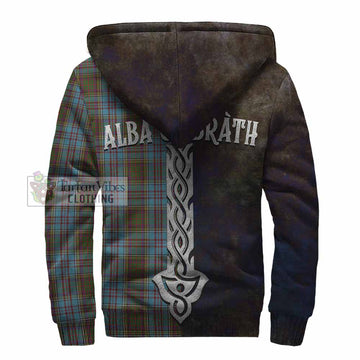 Anderson Tartan Family Crest Sherpa Hoodie Alba Gu Brath Be Brave Lion Ancient Style
