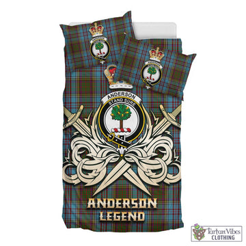 Anderson Tartan Bedding Set with Clan Crest and the Golden Sword of Courageous Legacy