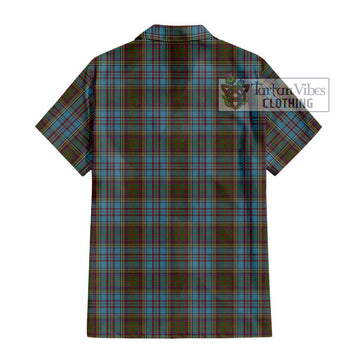 Anderson Tartan Short Sleeve Button Shirt with Family Crest DNA In Me Style - Tartanvibesclothing Shop