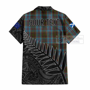 Anderson Crest Tartan Hawaiian Shirt with New Zealand Silver Fern Half Style