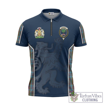 Anderson Tartan Zipper Polo Shirt with Family Crest and Lion Rampant Vibes Sport Style
