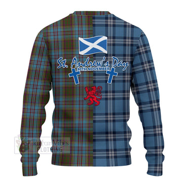 Tartan Vibes Clothing Anderson Tartan Knitted Sweater Happy St. Andrew's Day Half Tartan Style