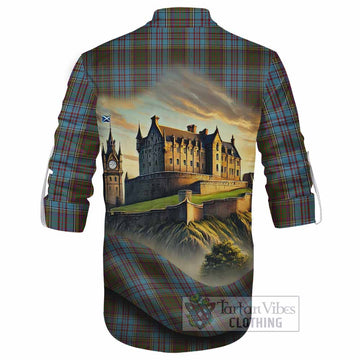 Anderson Tartan Family Crest Ghillie Kilt Shirt with Scottish Ancient Castle Style