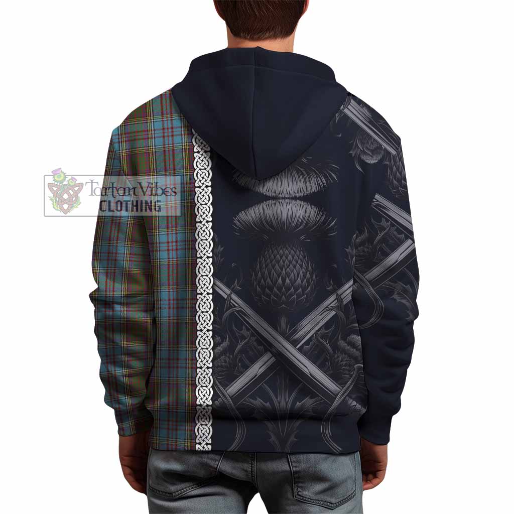 Tartan Vibes Clothing Anderson Tartan Hoodie with Family Crest Cross Sword Thistle Celtic Vibes