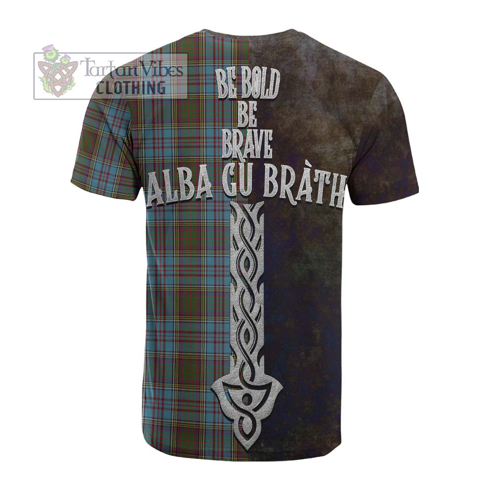 Tartan Vibes Clothing Anderson Tartan Family Crest Cotton T-shirt Alba Gu Brath Be Brave Lion Ancient Style