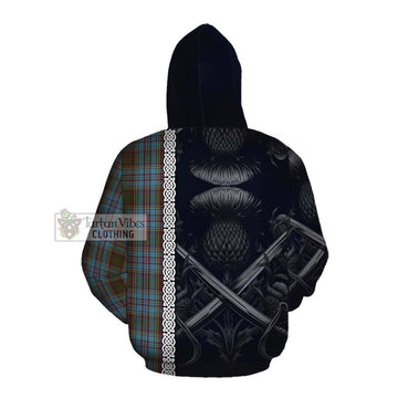 Tartan Vibes Clothing Anderson Tartan Cotton Hoodie with Family Crest Cross Sword Thistle Celtic Vibes