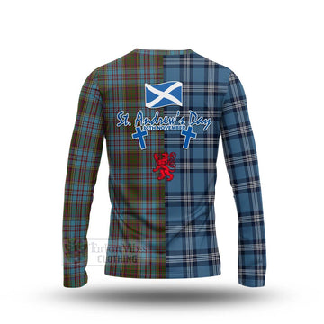 Tartan Vibes Clothing Anderson Tartan Long Sleeve T-Shirt Happy St. Andrew's Day Half Tartan Style