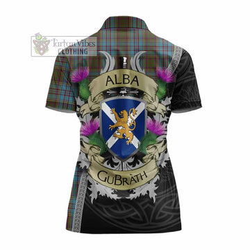 Anderson Tartan Family Crest Women's Polo Shirt Lion Rampant Royal Thistle Shield Celtic Inspired
