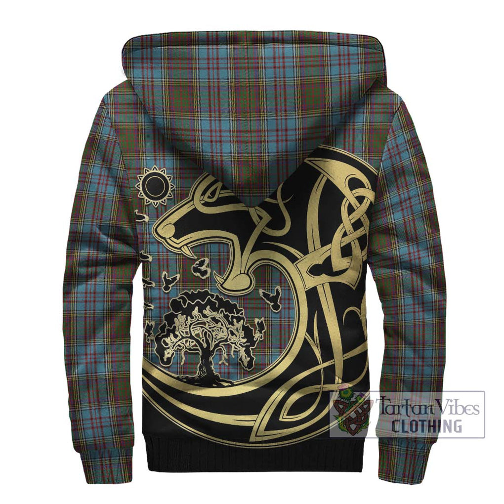 Anderson Tartan Sherpa Hoodie with Family Crest Celtic Wolf Style - Tartan Vibes Clothing