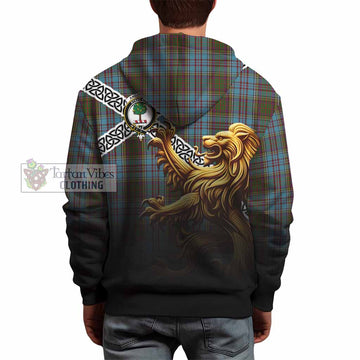 Anderson Crest Tartan Hoodie with Golden Lion Emblem Celtic Style