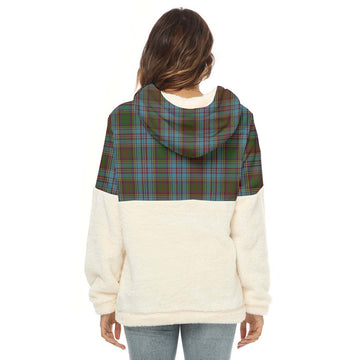 Anderson Tartan Women's Borg Fleece Hoodie With Half Zip with Family Crest - Tartan Vibes Clothing