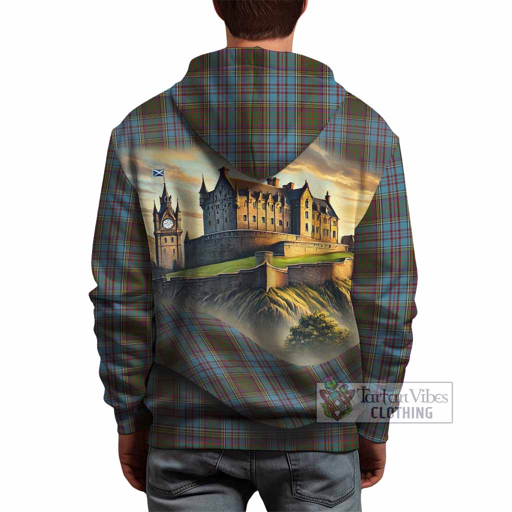 Tartan Vibes Clothing Anderson Tartan Family Crest Hoodie with Scottish Ancient Castle Style