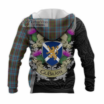 Tartan Vibes Clothing Anderson Tartan Family Crest Knitted Hoodie Lion Rampant Royal Thistle Shield Celtic Inspired