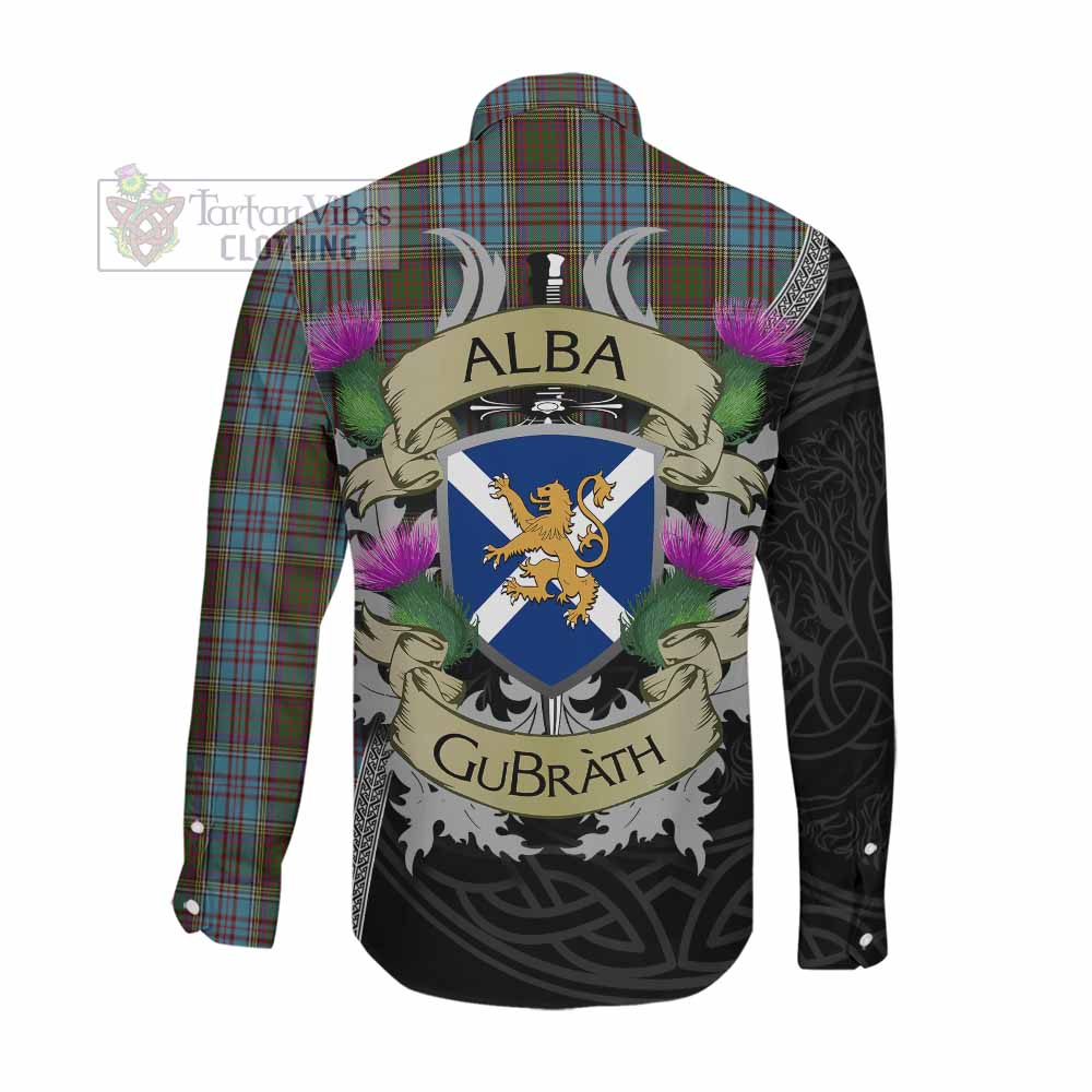 Tartan Vibes Clothing Anderson Tartan Family Crest Long Sleeve Button Shirt Lion Rampant Royal Thistle Shield Celtic Inspired