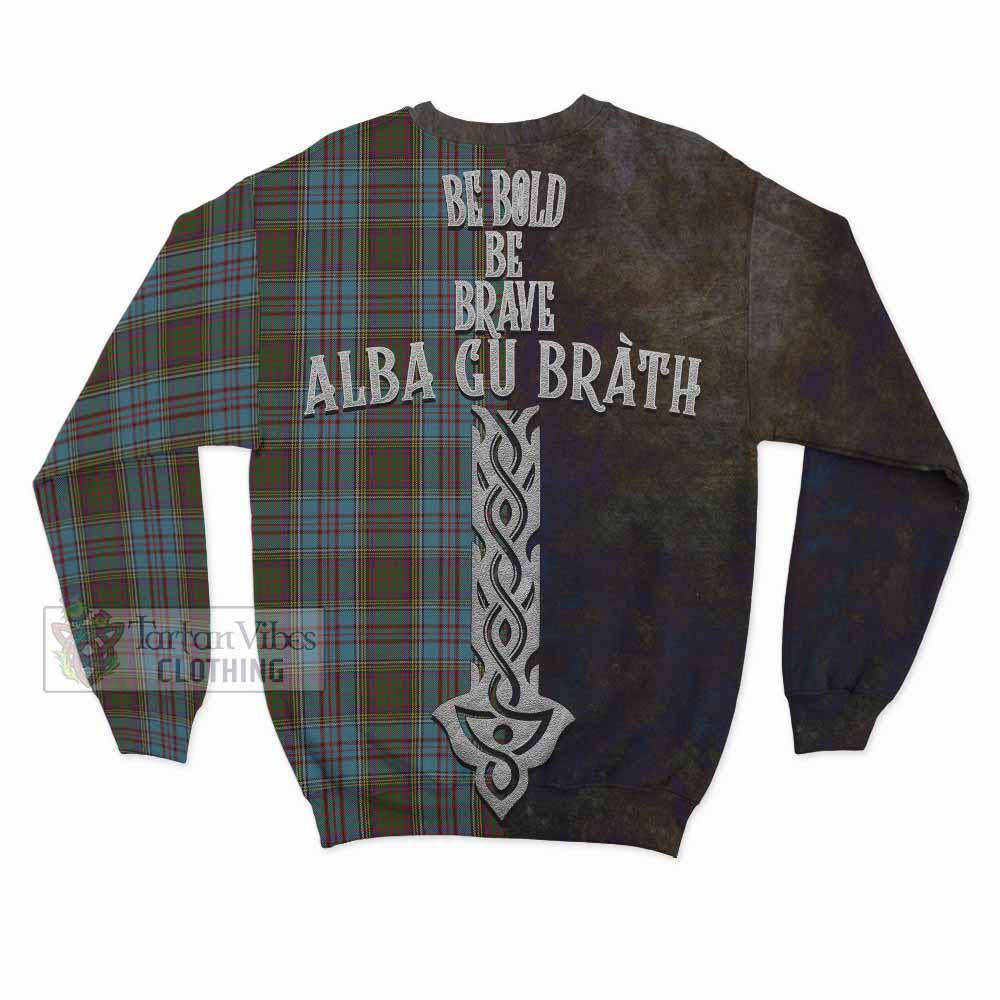 Tartan Vibes Clothing Anderson Tartan Family Crest Sweatshirt Alba Gu Brath Be Brave Lion Ancient Style