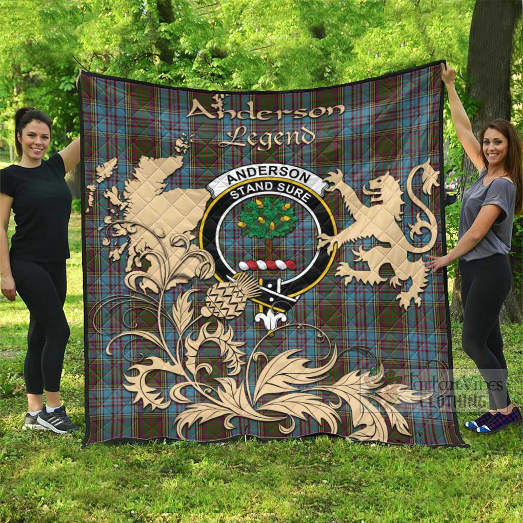 Anderson Tartan Quilt with Family Crest and Scottish Symbol Style - Tartan Vibes Clothing