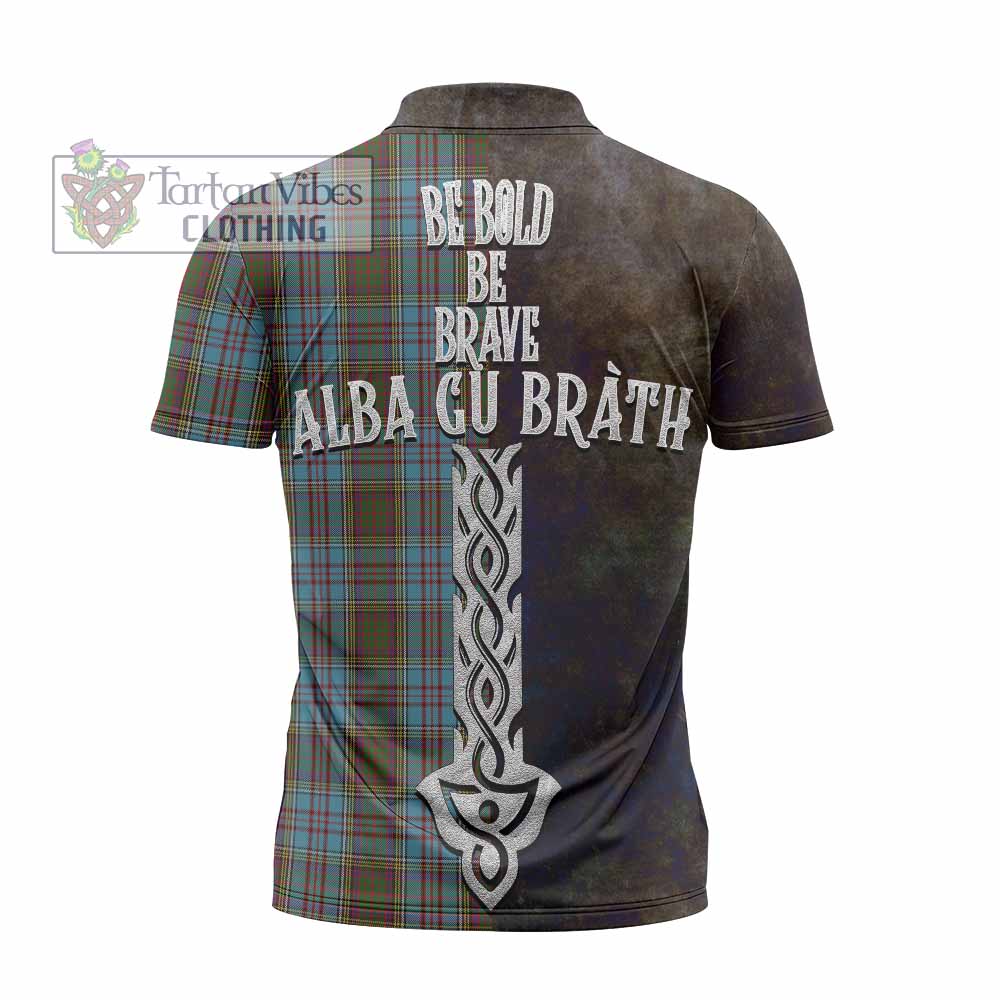 Tartan Vibes Clothing Anderson Tartan Family Crest Zipper Polo Shirt Alba Gu Brath Be Brave Lion Ancient Style