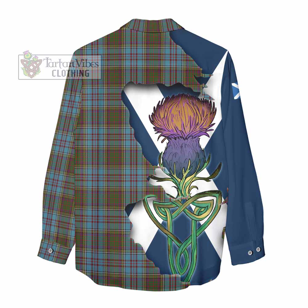 Tartan Vibes Clothing Anderson Tartan Family Crest Women's Casual Shirt Scottish Thistle Celtic Inspired