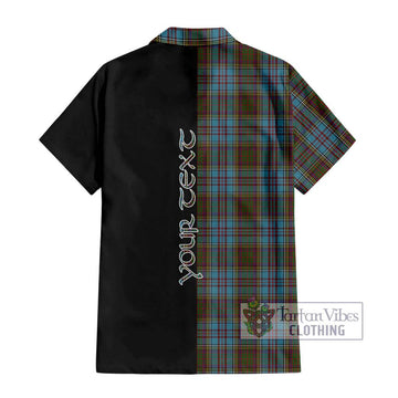 Anderson Tartan Short Sleeve Button Shirt with Family Crest and Half Of Me Style - Tartanvibesclothing Shop