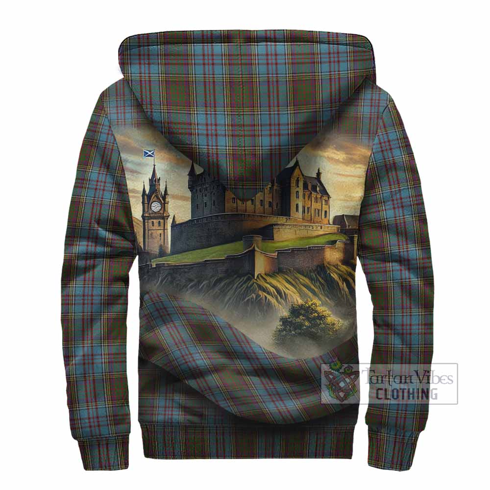 Tartan Vibes Clothing Anderson Tartan Family Crest Sherpa Hoodie with Scottish Ancient Castle Style