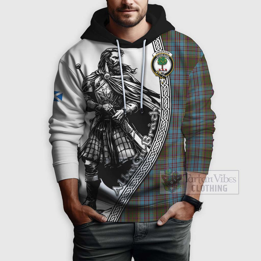 Tartan Vibes Clothing Anderson Tartan Clan Crest Hoodie with Highlander Warrior Celtic Style