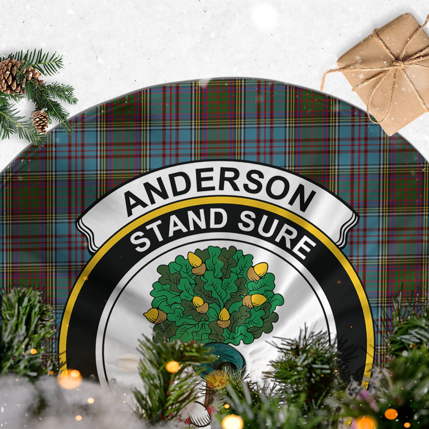Anderson Tartan Christmas Tree Skirt with Family Crest - Tartanvibesclothing