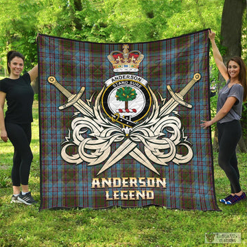 Anderson Tartan Quilt with Clan Crest and the Golden Sword of Courageous Legacy