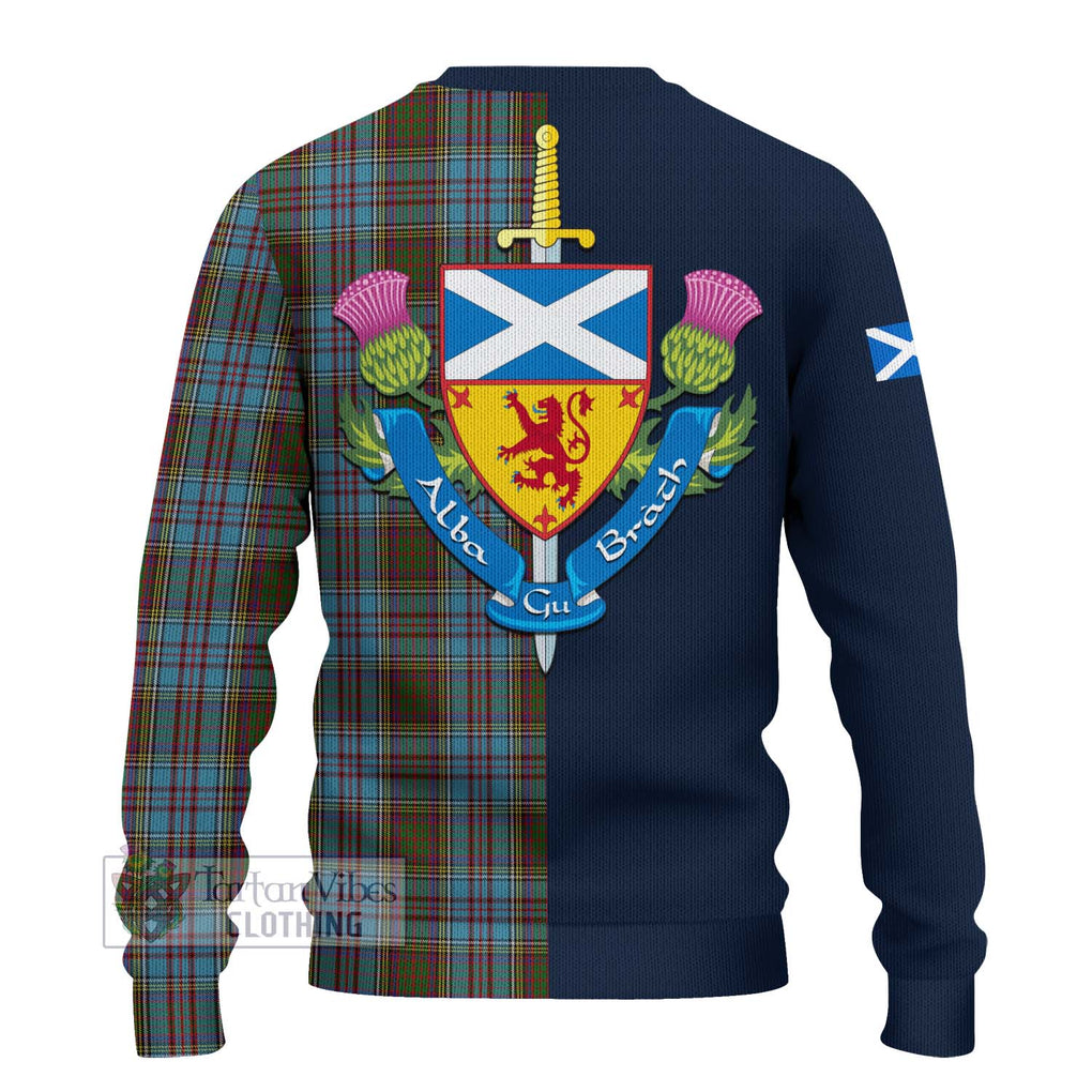 Tartan Vibes Clothing Anderson Tartan Knitted Sweater with Scottish Lion Royal Arm Half Style