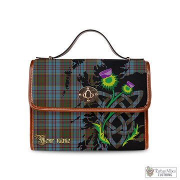 Anderson Tartan Waterproof Canvas Bag with Scotland Map and Thistle Celtic Accents