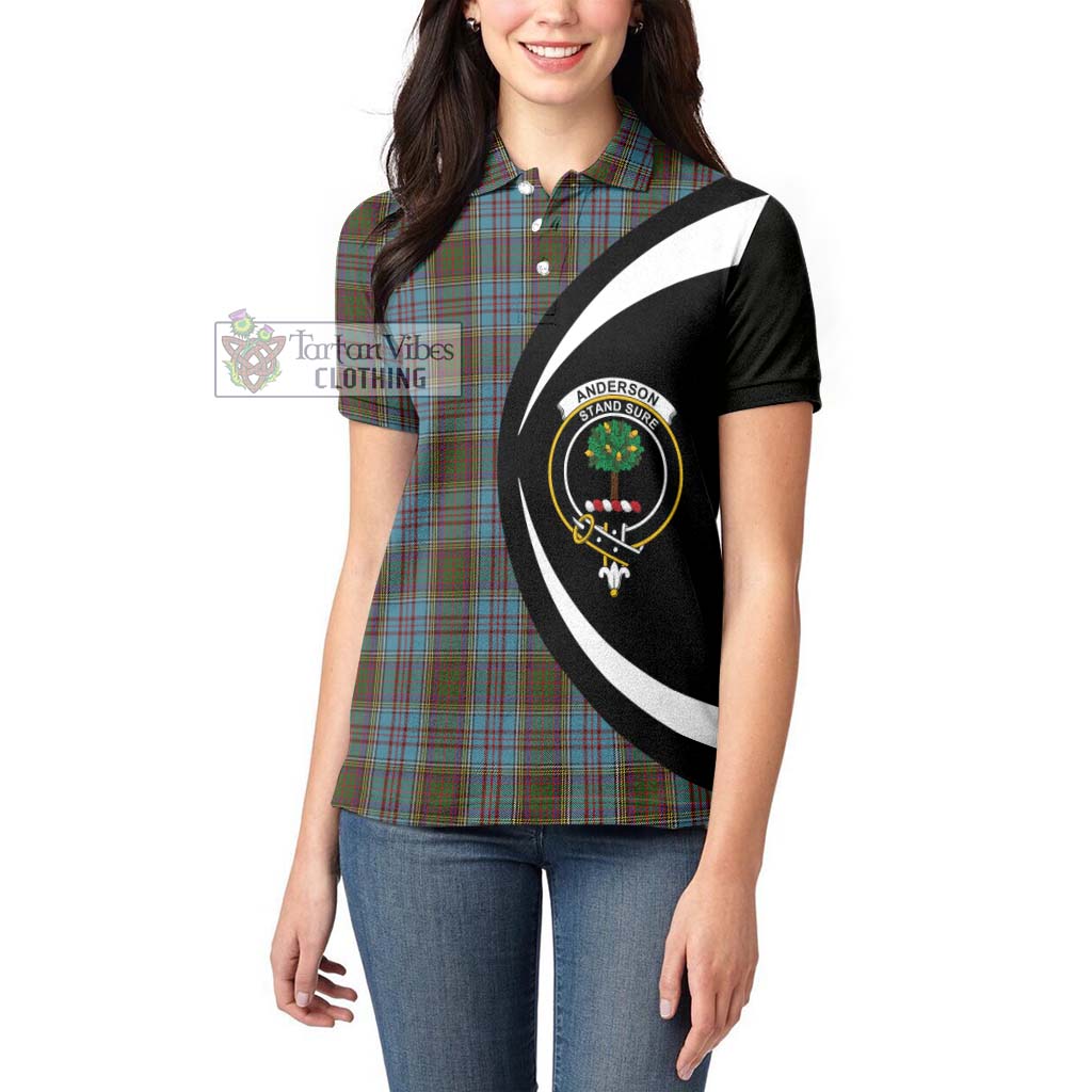 Anderson Tartan Women's Polo Shirt with Family Crest Circle Style - Tartan Vibes Clothing