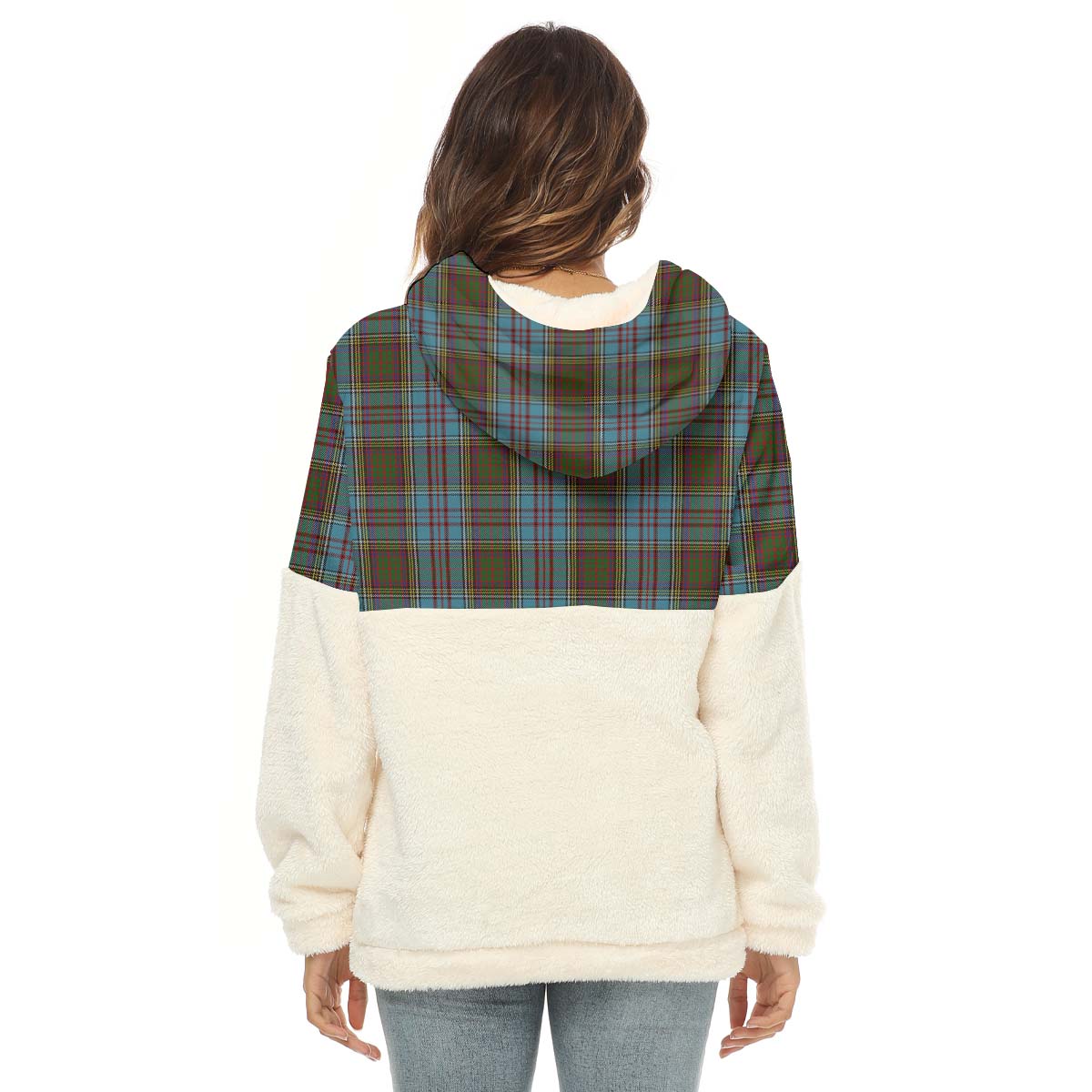 Anderson Tartan Women's Borg Fleece Hoodie With Half Zip - Tartan Vibes Clothing