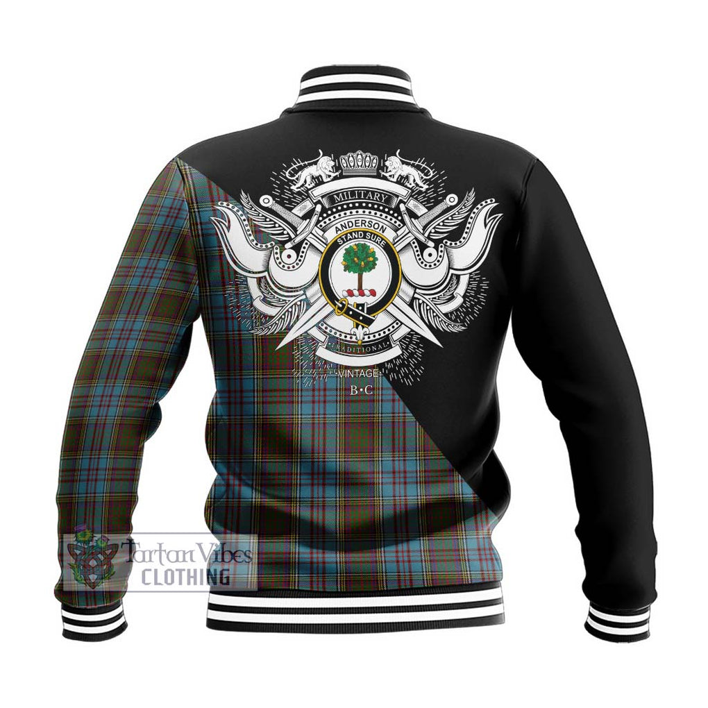 Anderson Tartan Baseball Jacket with Family Crest and Military Logo Style - Tartanvibesclothing Shop
