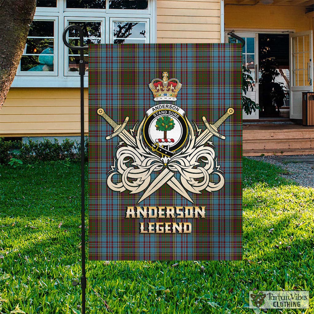 Tartan Vibes Clothing Anderson Tartan Flag with Clan Crest and the Golden Sword of Courageous Legacy