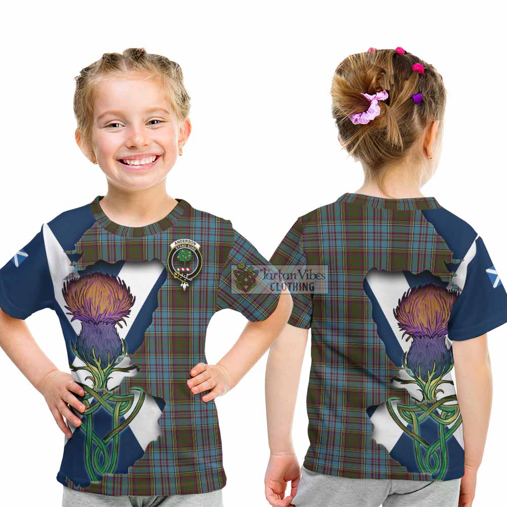 Tartan Vibes Clothing Anderson Tartan Family Crest Kid T-Shirt Scottish Thistle Celtic Inspired