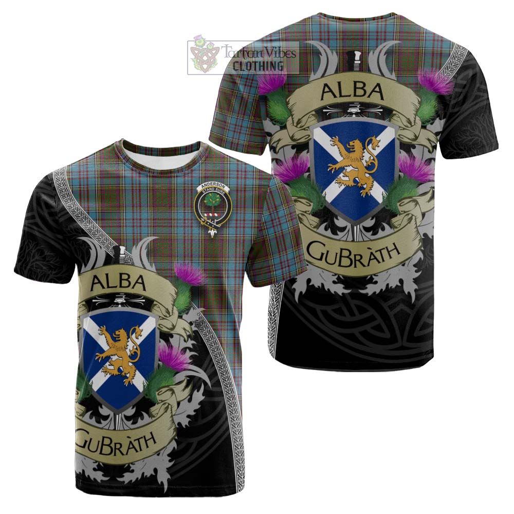 Tartan Vibes Clothing Anderson Tartan Family Crest Cotton T-shirt Lion Rampant Royal Thistle Shield Celtic Inspired