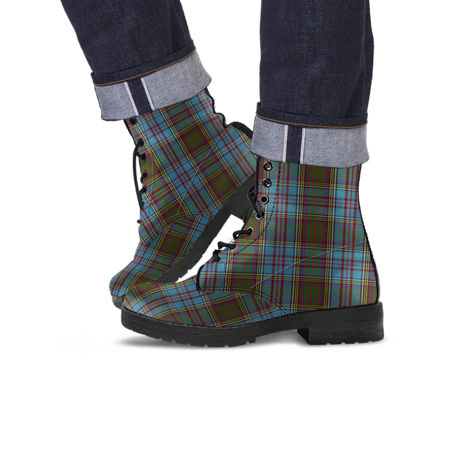 Anderson Tartan Leather Boots - Tartanvibesclothing