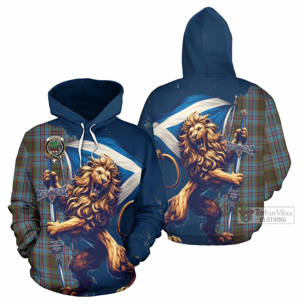 Anderson Tartan Family Crest Hoodie with Scottish Majestic Lion