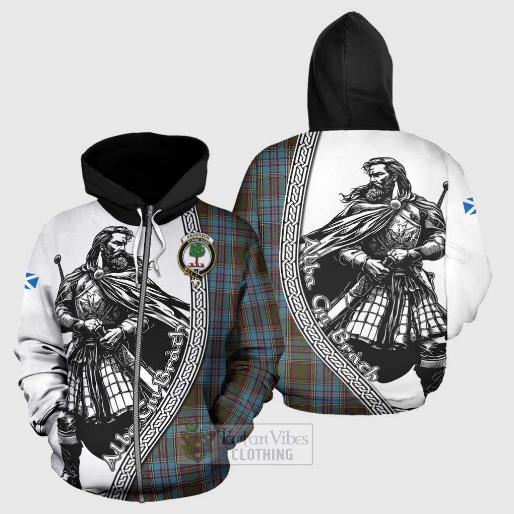 Tartan Vibes Clothing Anderson Tartan Clan Crest Hoodie with Highlander Warrior Celtic Style