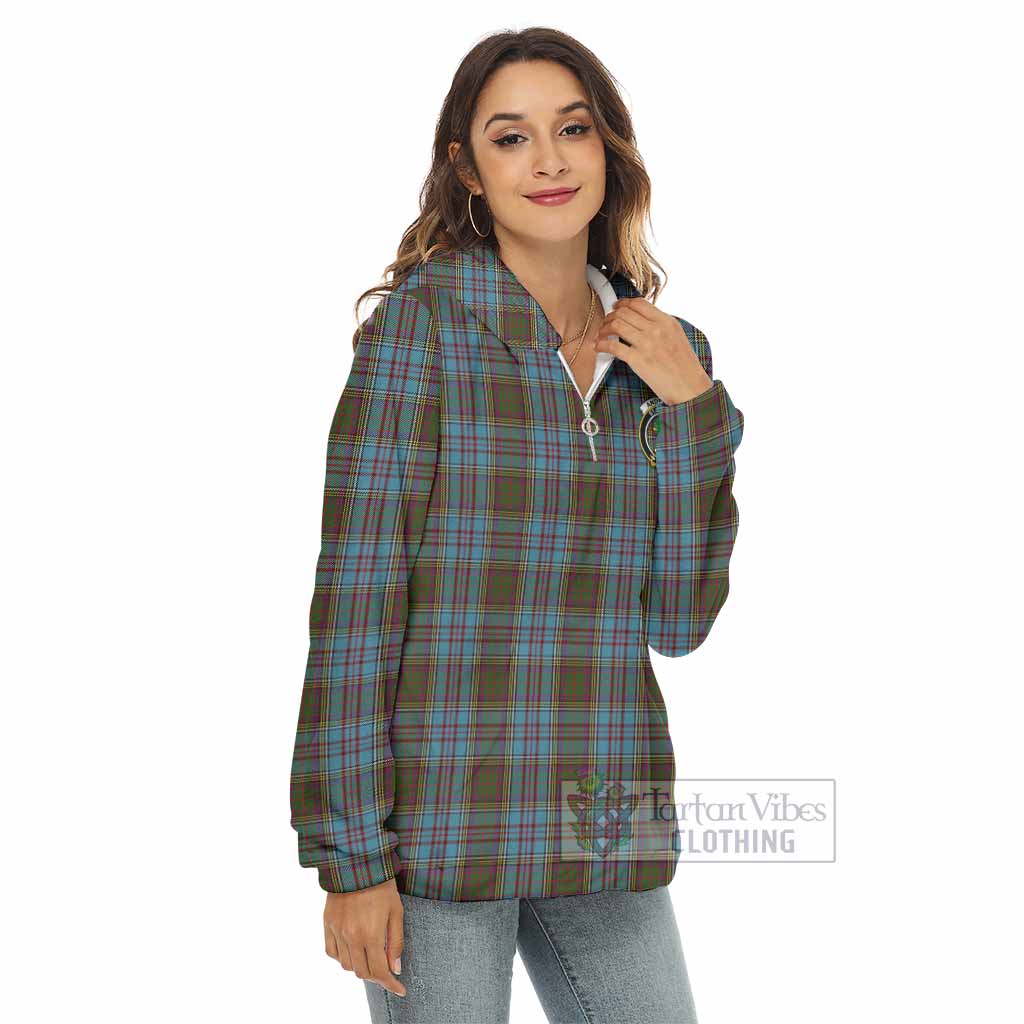 Tartan Vibes Clothing Anderson Tartan Crest Women's Borg  Half Zip Fleece Hoodie